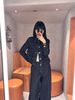  Áo khoác denim đen logo- 2 túi ngực 