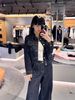  Áo khoác denim đen logo- 2 túi ngực 
