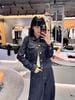  Áo khoác denim đen logo- 2 túi ngực 