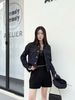 Áo khoác denim đen logo- 2 túi ngực 