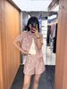  Bộ Áo tweed hồng ngắn tay - cổ V và Quần short dạ tweed hồng set 