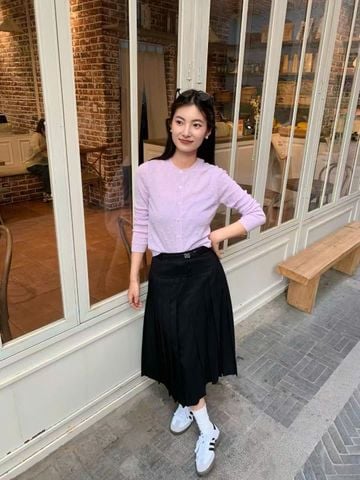  Áo CDG Tím hồng - logo nổi 