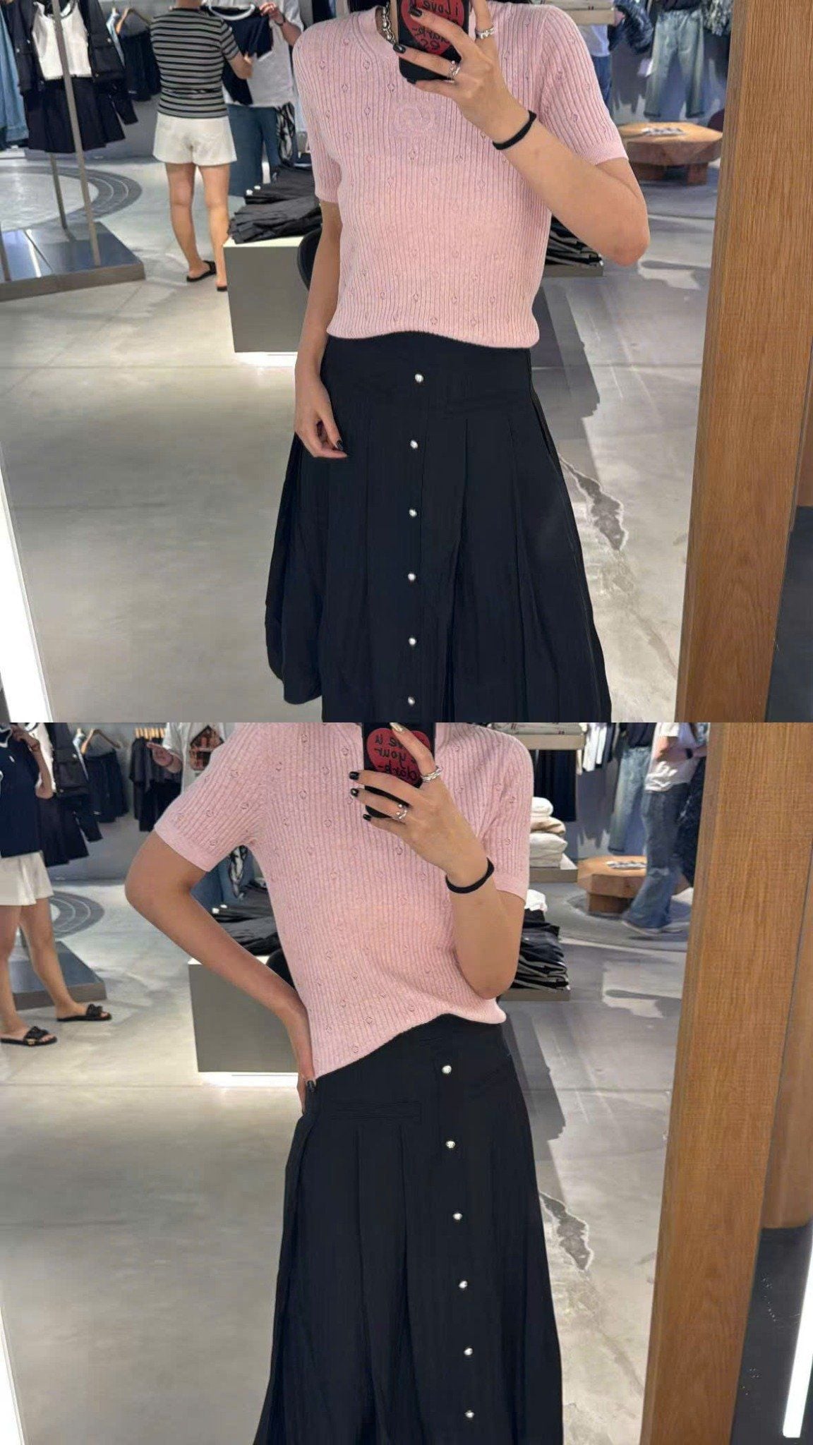  Chân váy lụa đen - cúc ngọc 