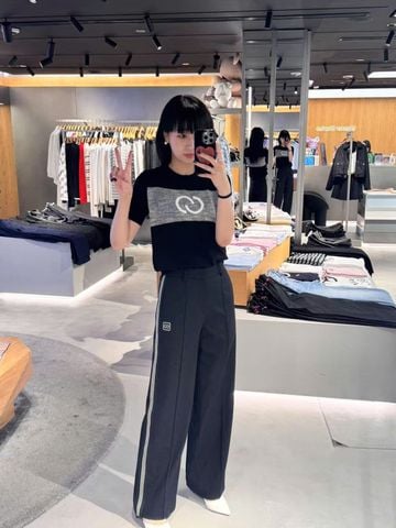  Quần vải đen 2 sọc 2 bên 