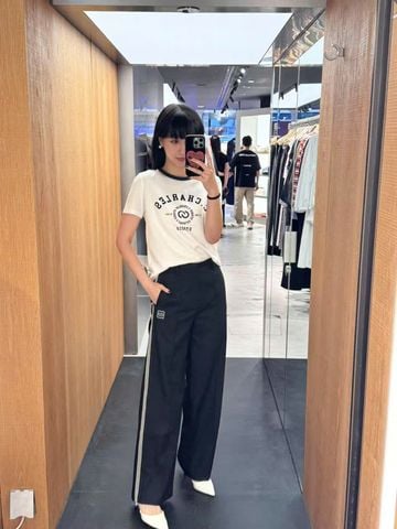  Quần vải đen 2 sọc 2 bên 