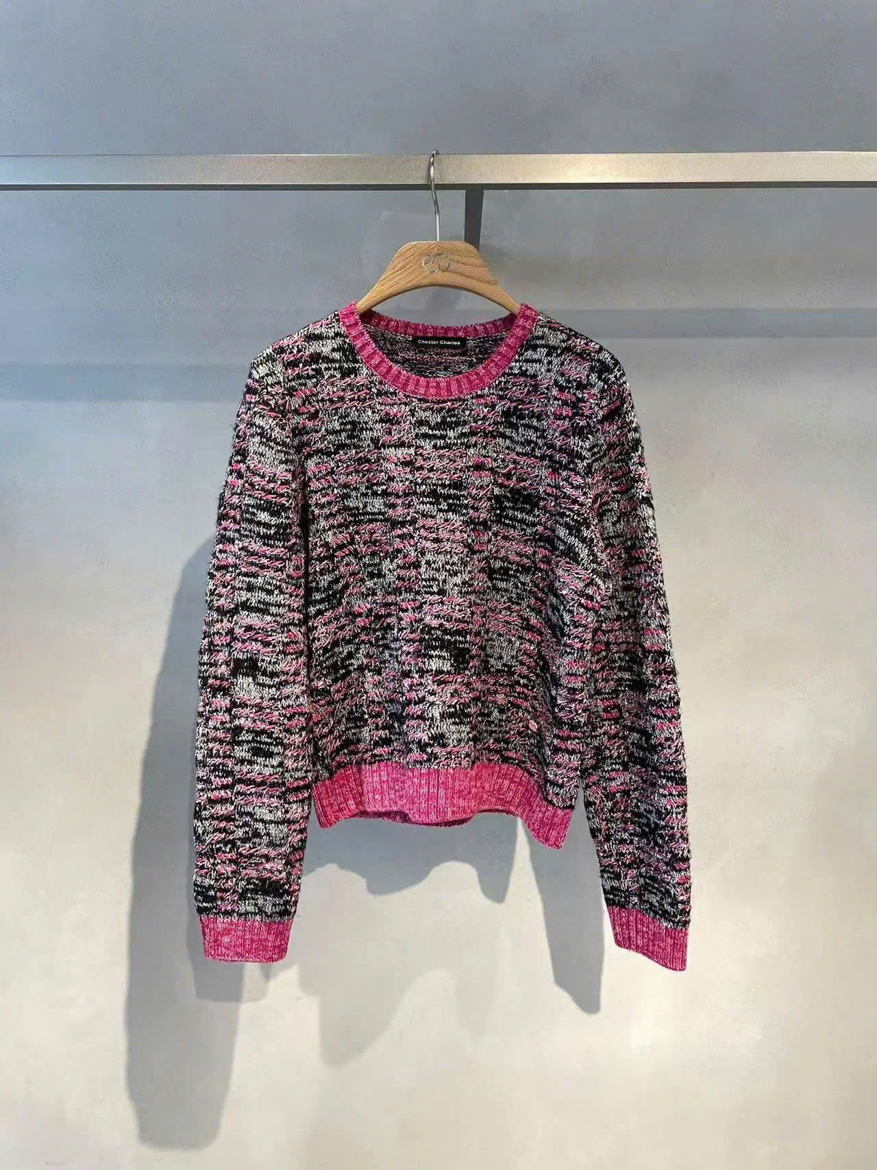  Áo len viền hồng dài tay 