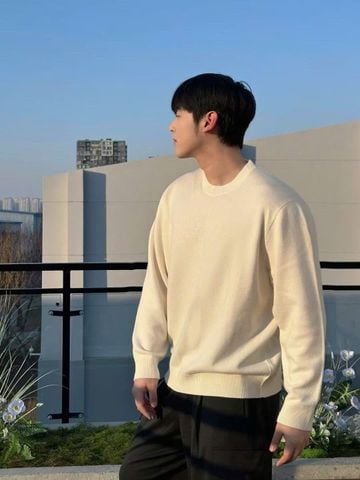  Áo len Nam dài tay Màu sữa 