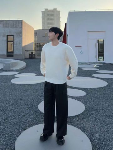  Áo len Nam dài tay Màu sữa 