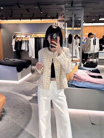  Áo tweed cẩm thạch- cúc vàng 