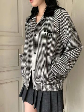  Áo khoác caro nhỏ -cổ nhung đen 