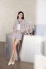  Bộ Áo tweed hồng ngắn tay và Quần short dạ tweed hồng kẻ set 