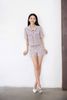  Áo dạ tweed xanh hồng ngắn tay 