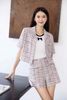  Bộ Áo tweed hồng ngắn tay và Quần short dạ tweed hồng kẻ set 