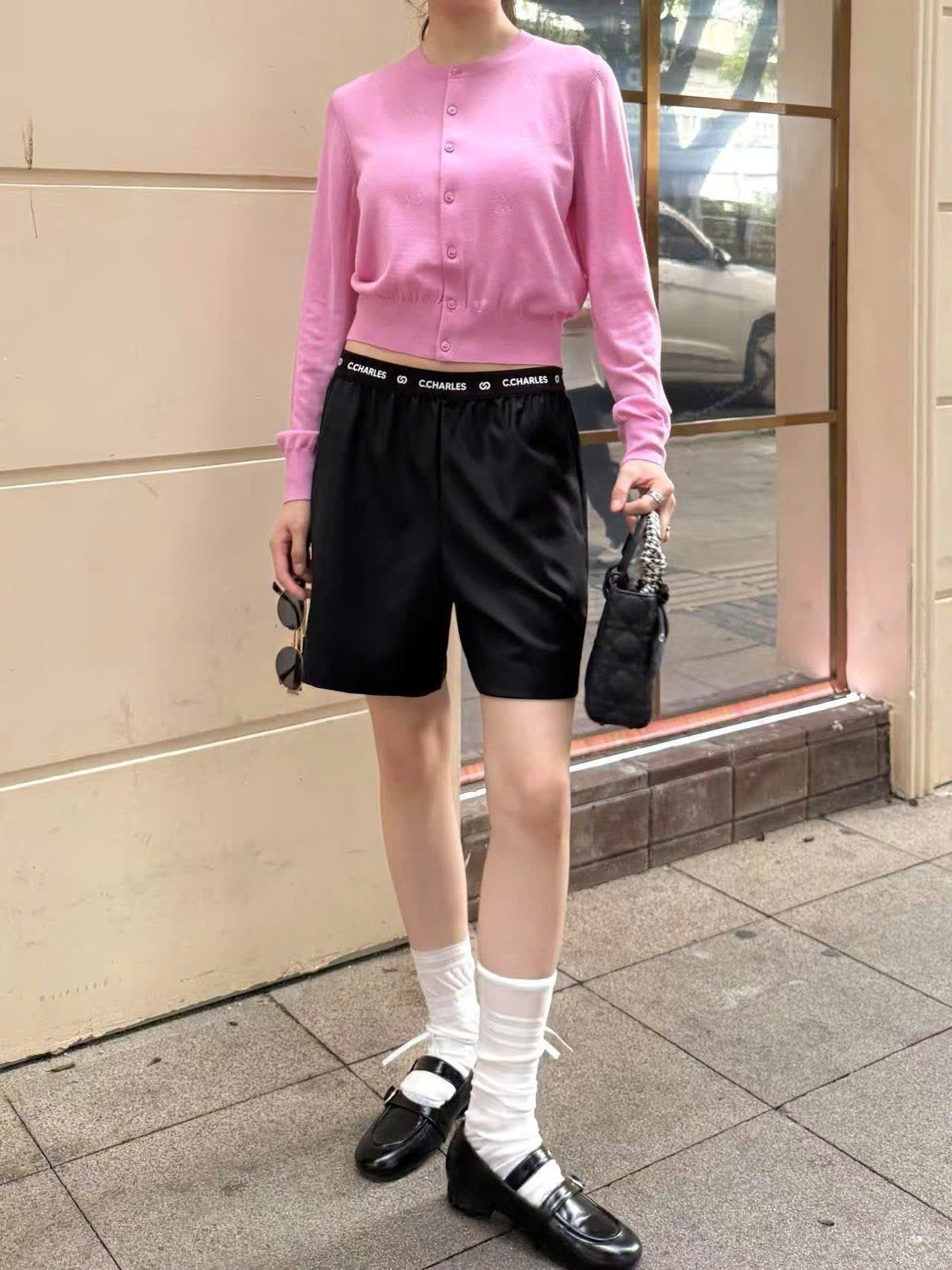  Áo CDG hồng sen dài tay , bo gấu 