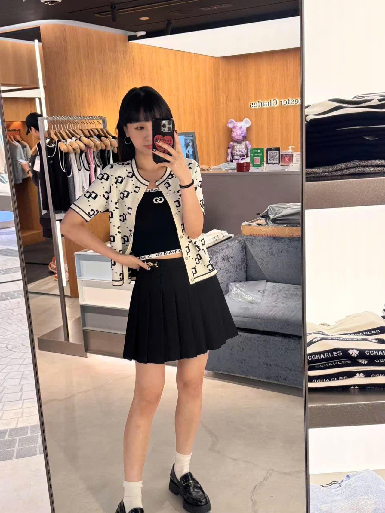  Áo CDG trắng ngắn tay full logo CC 