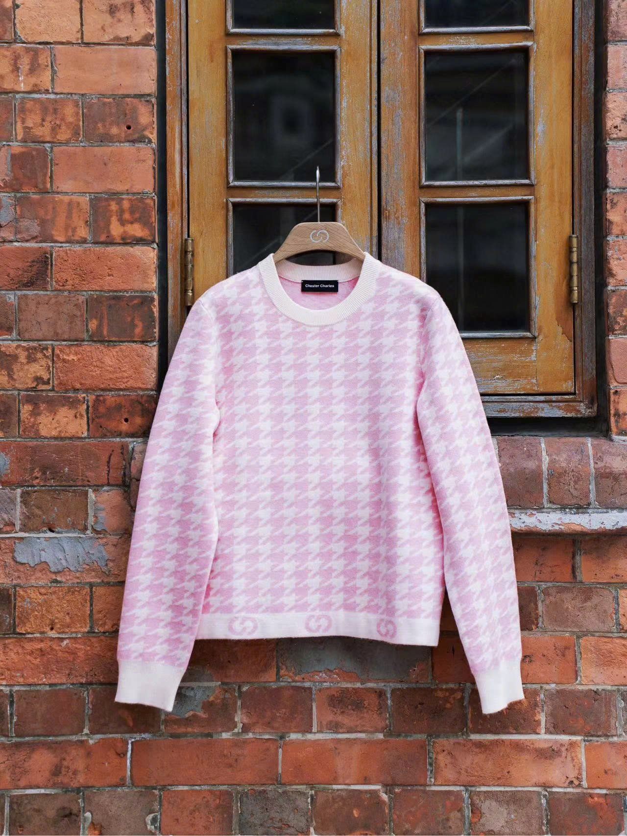  Áo len hồng trắng 