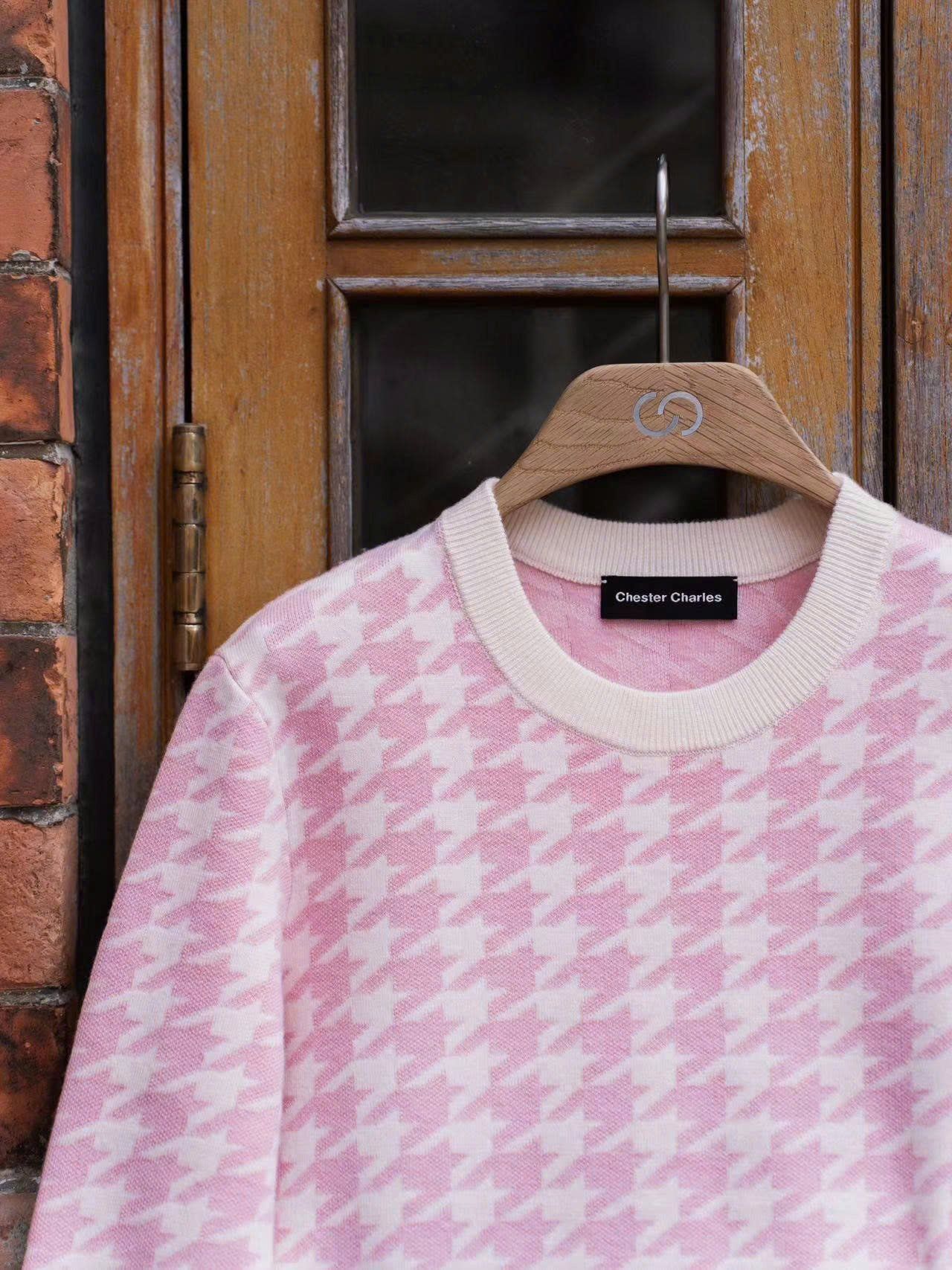  Áo len hồng trắng 