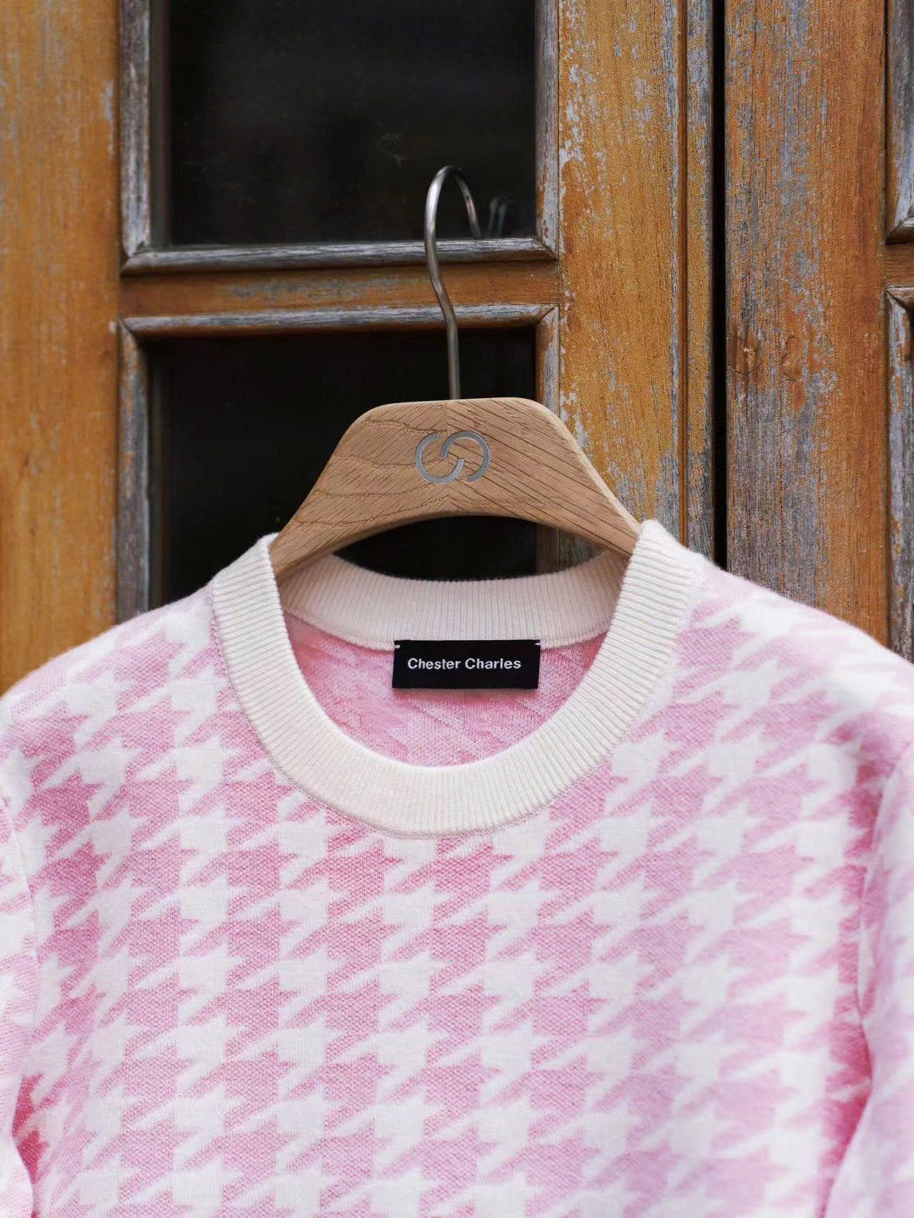  Áo len hồng trắng 