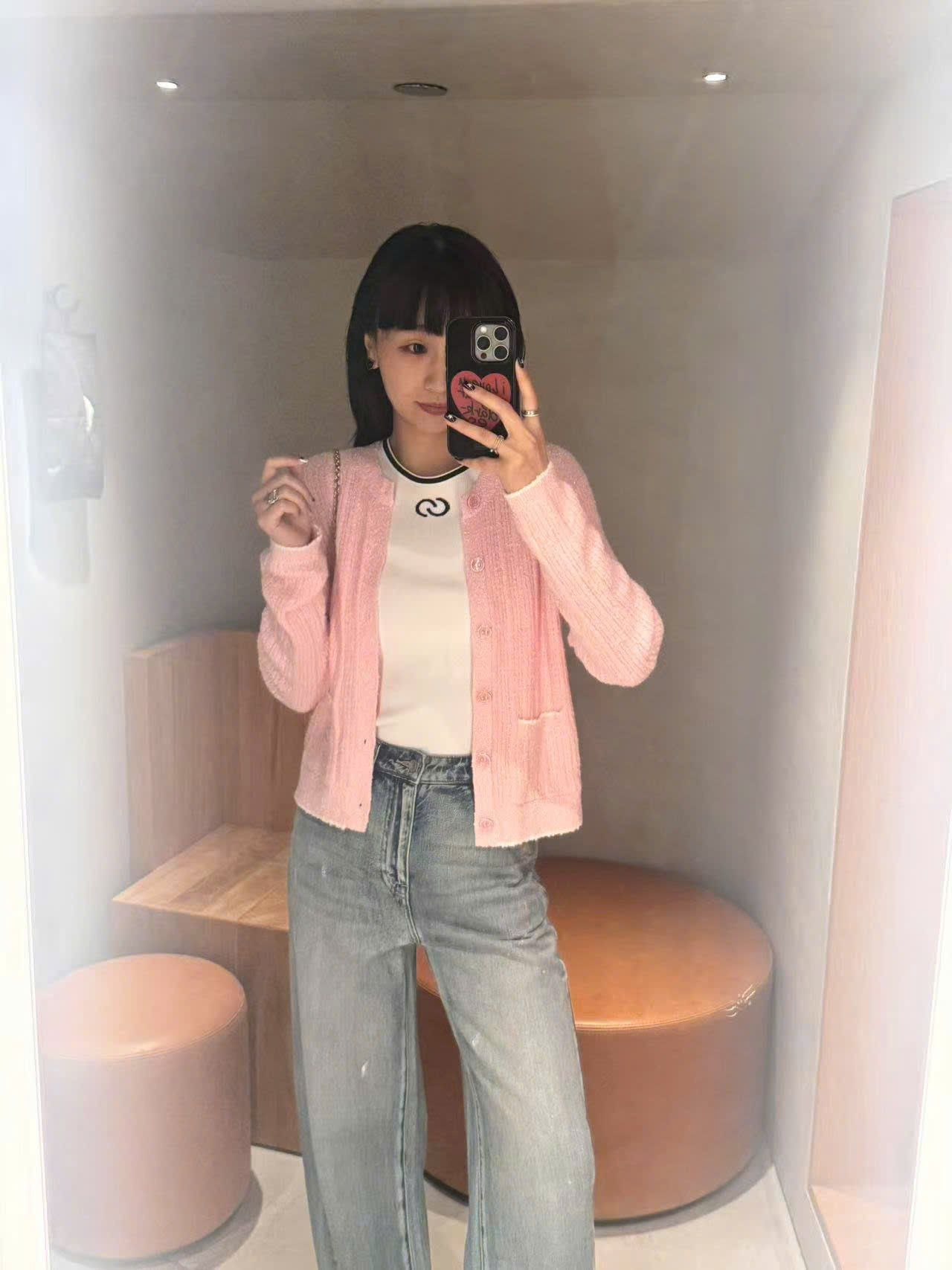  1.CDG hồng - 2 túi viền trắng 