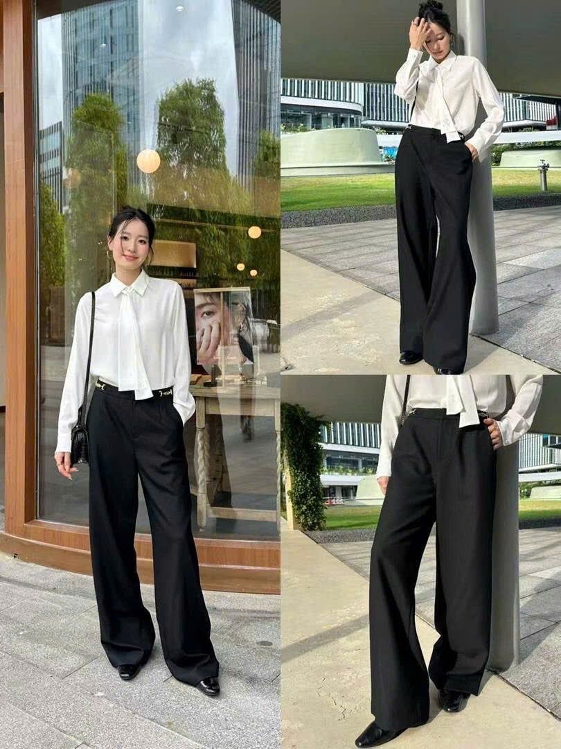  Quần vải đen xích vàng ss25 