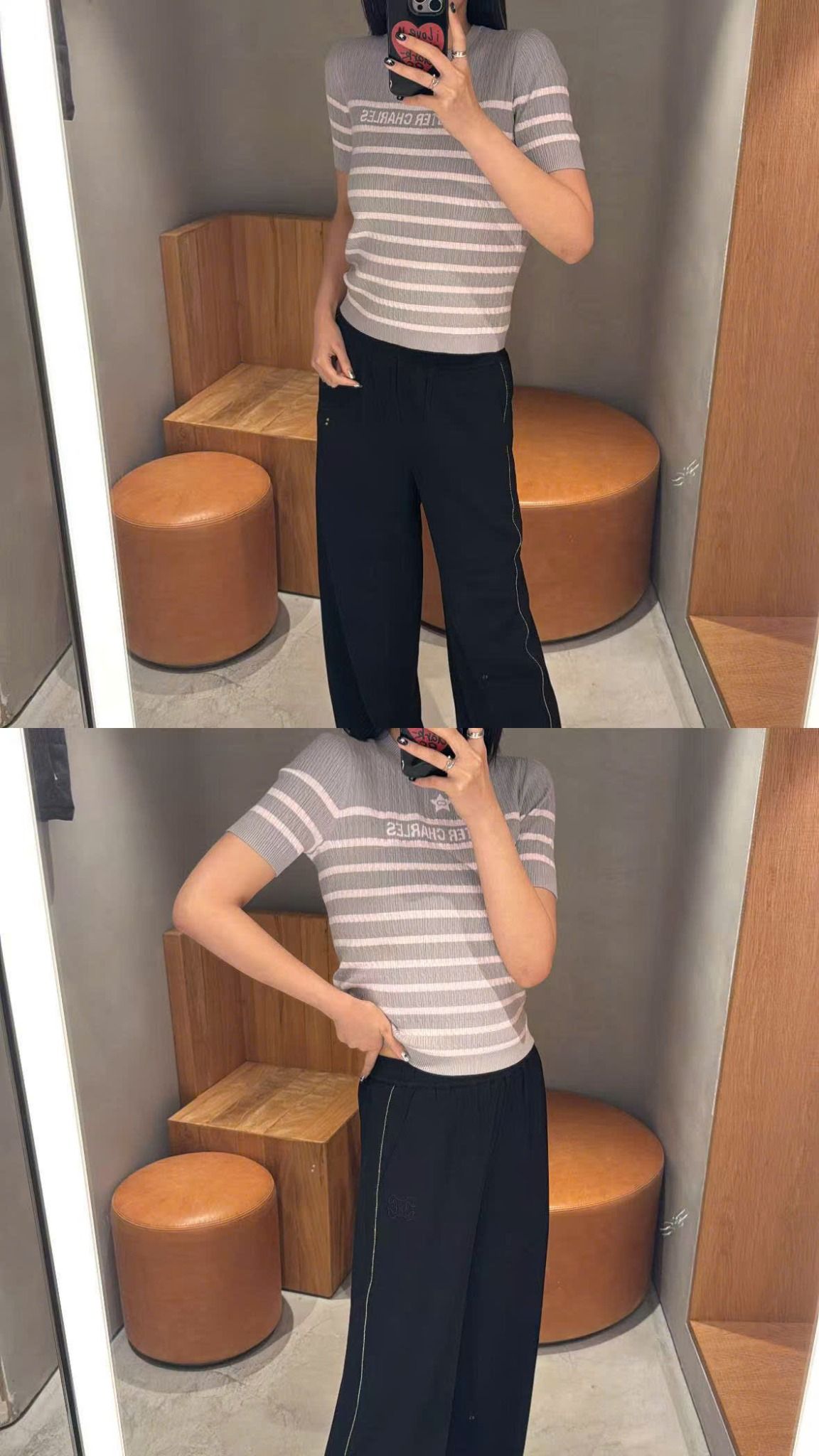  Quần đen logo túi viền đá nhỏ 