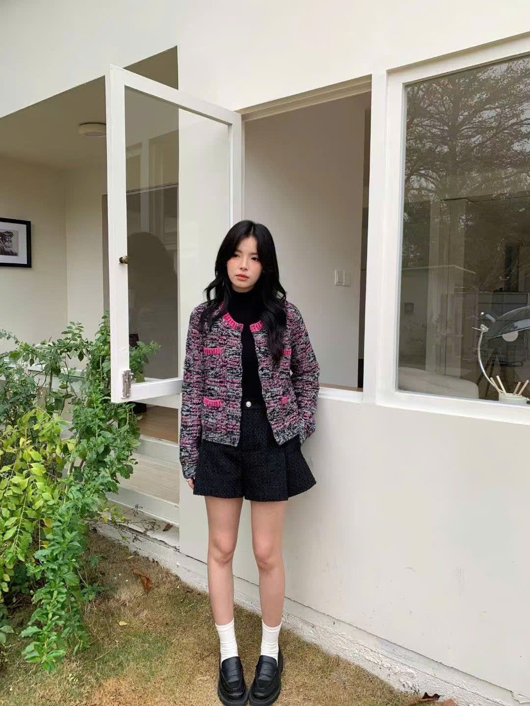  Áo CDG muối tiêu viền hồng 