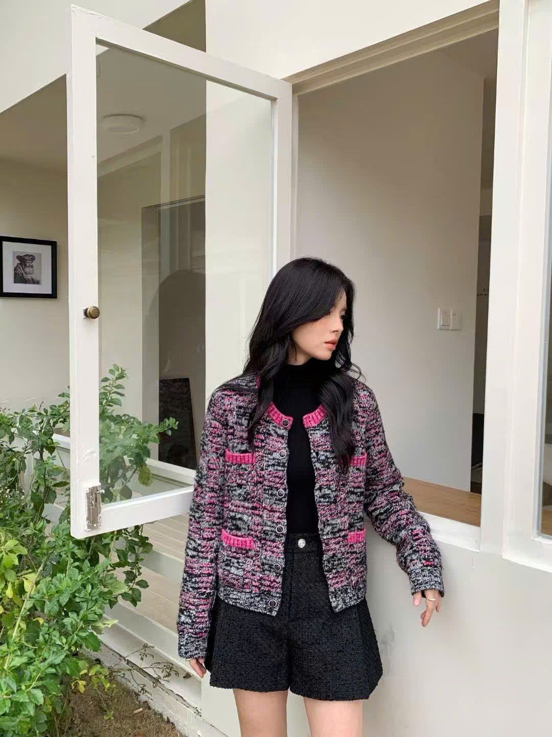  Áo CDG muối tiêu viền hồng 