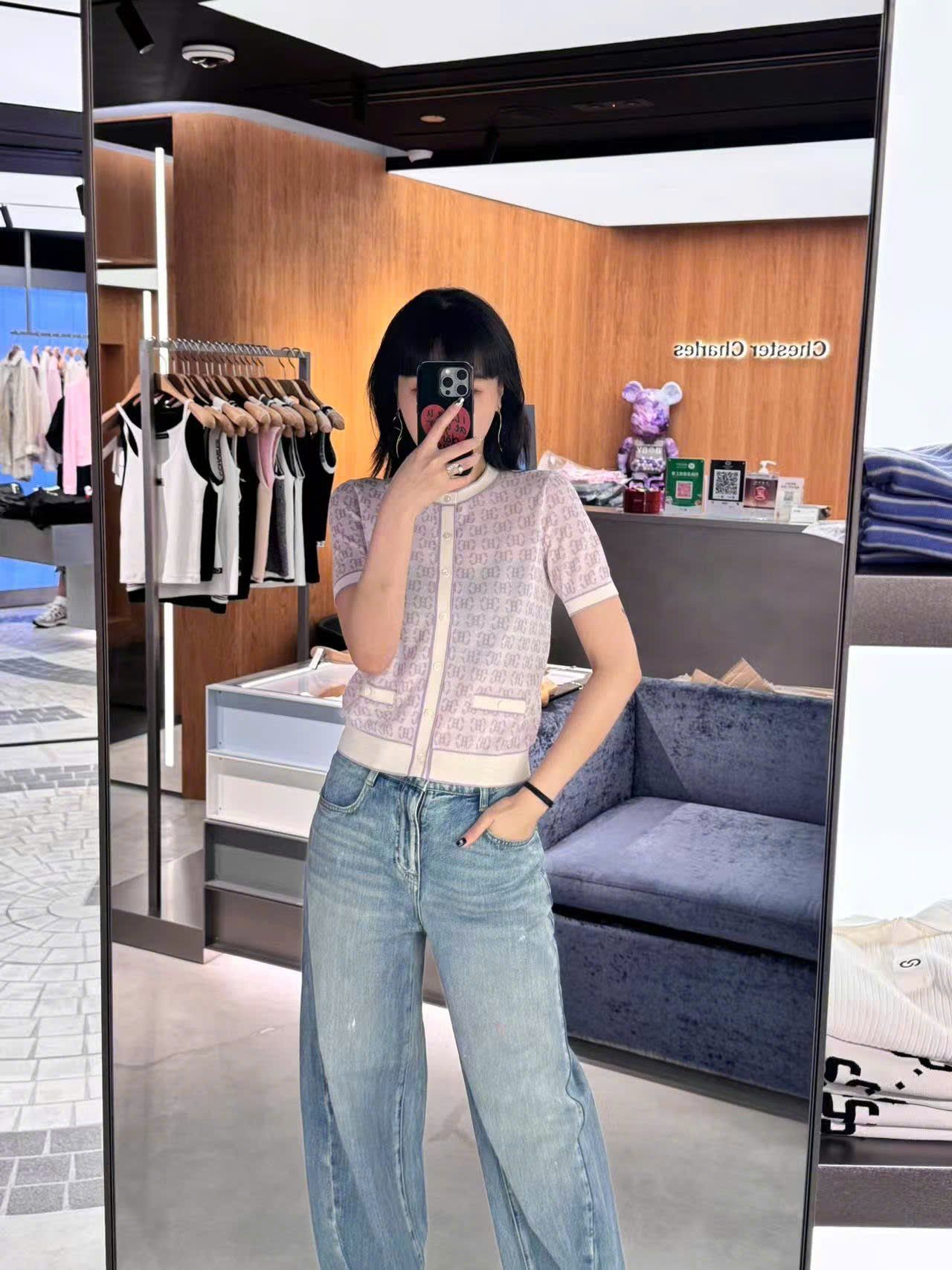  Áo CDG ngắn tay tím viền trắng full logo 