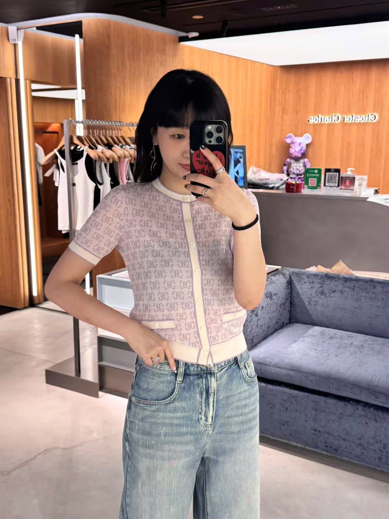  Áo CDG ngắn tay tím viền trắng full logo 