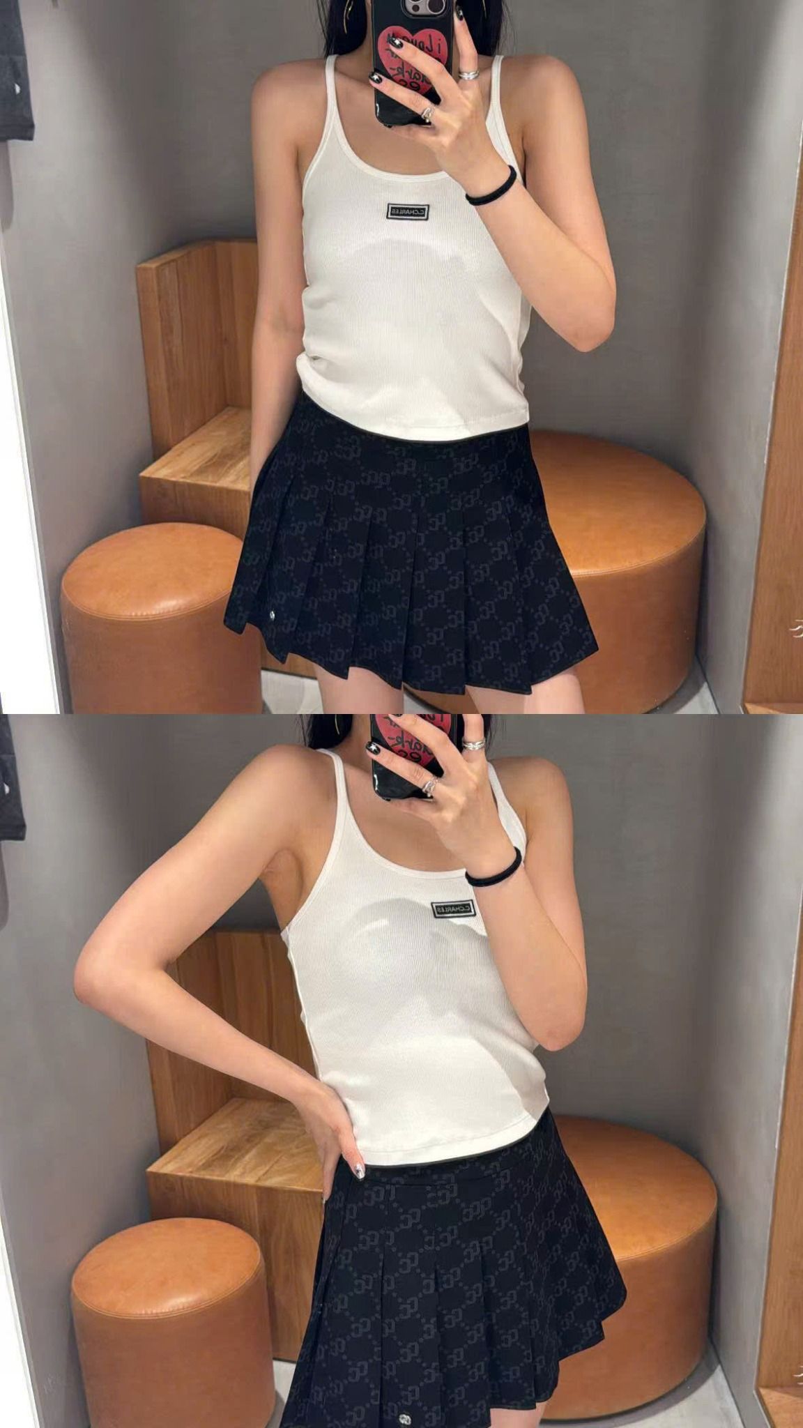  Áo hai dây trắng Logo chữ nhật nhỏ ngực 