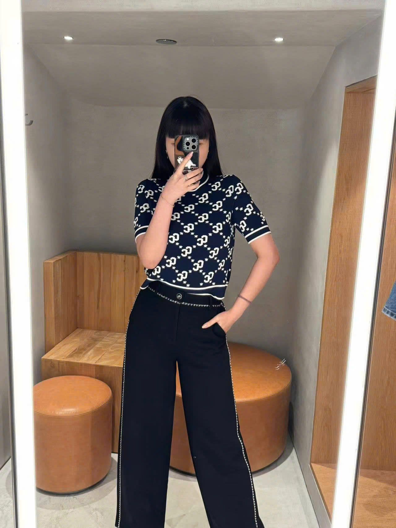  Quần vải đen - viền xích CC 