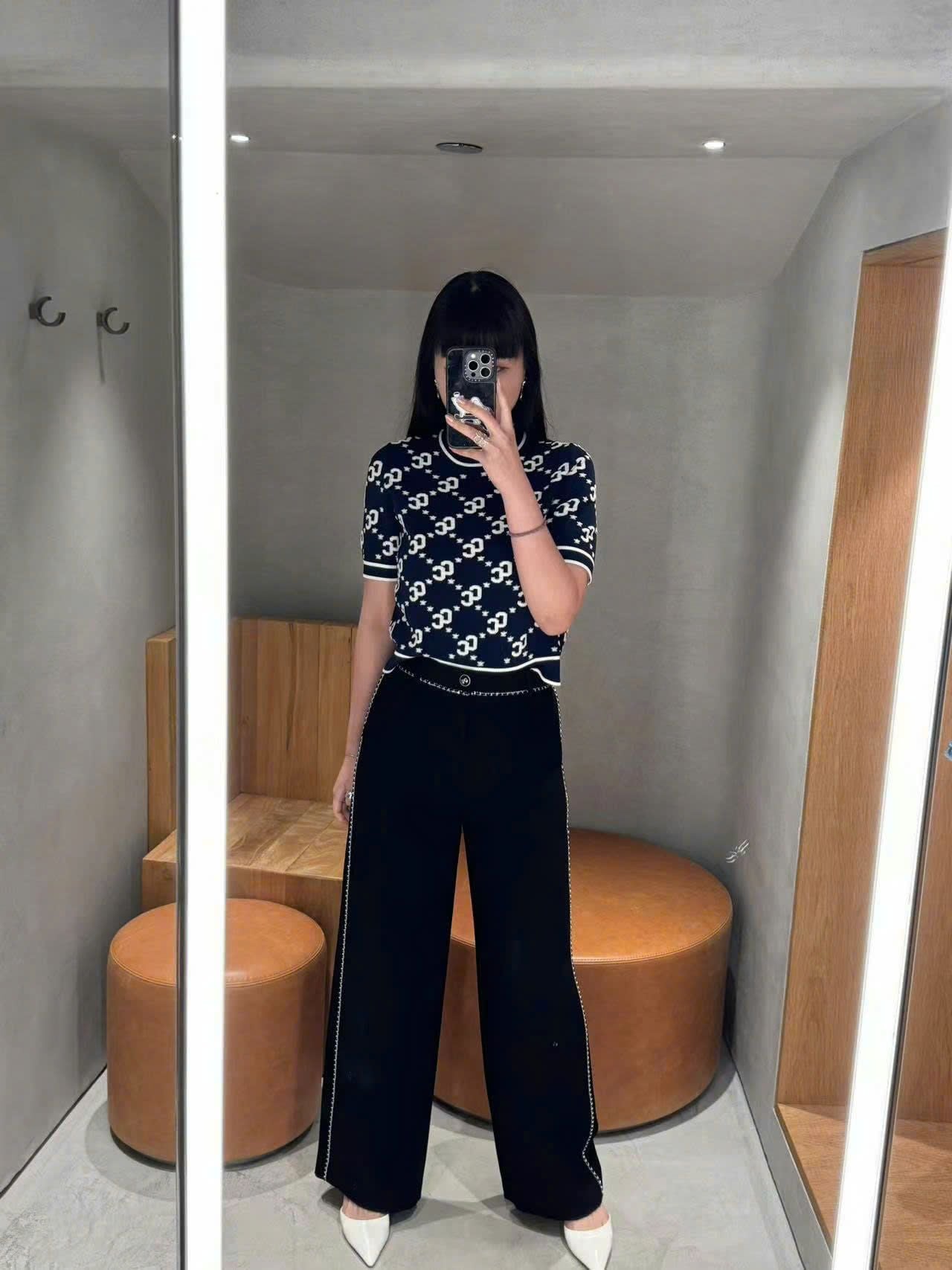  Quần vải đen - viền xích CC 