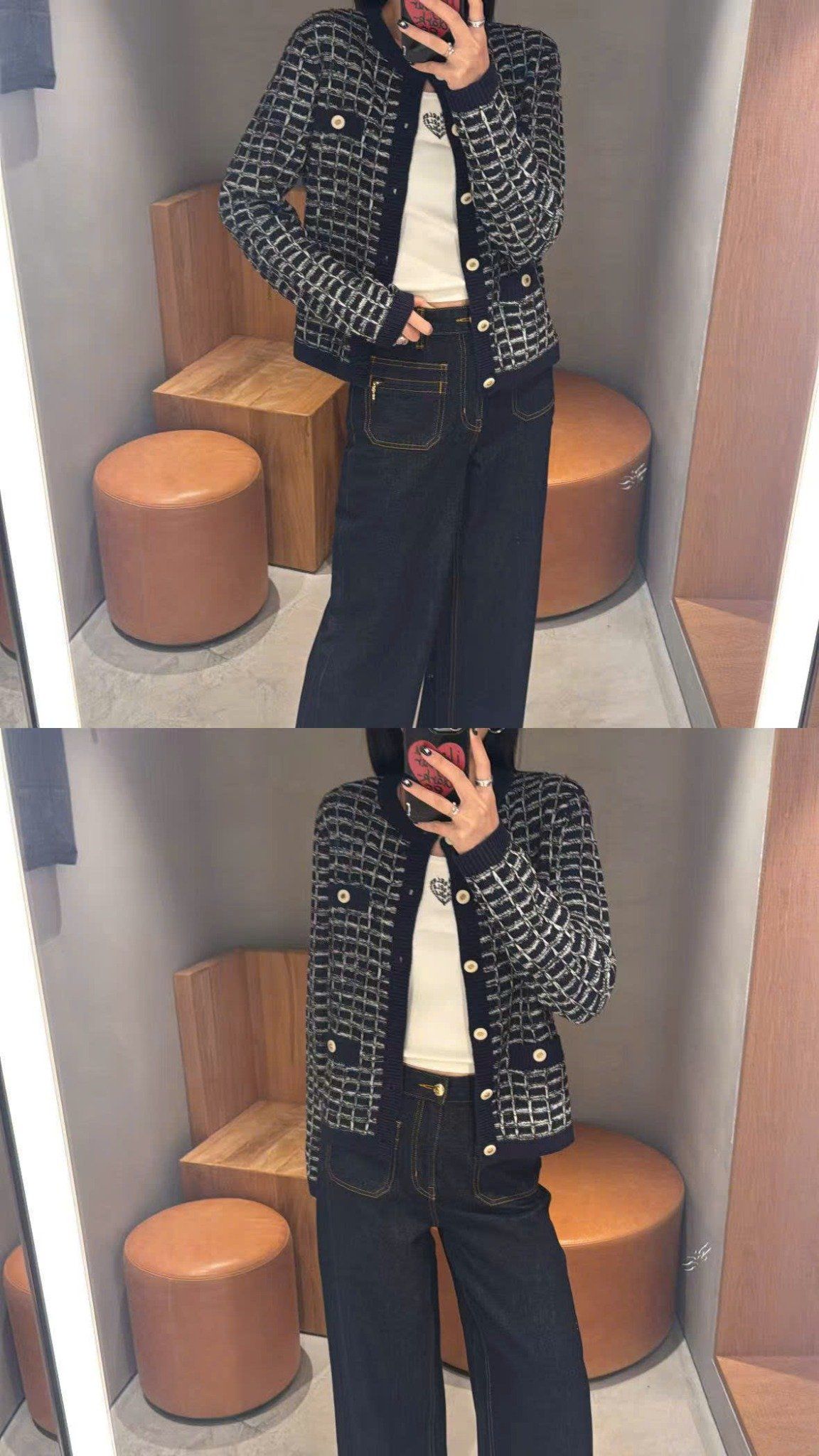  Áo CDG dài tay ô vuông 