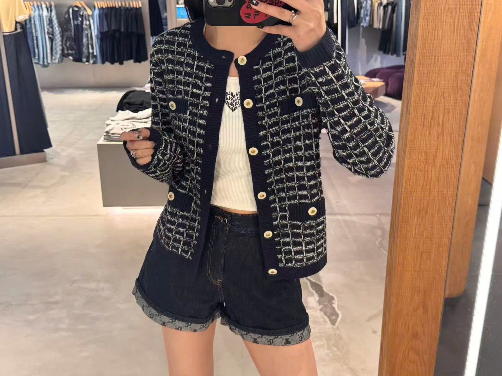  Áo CDG dài tay ô vuông 