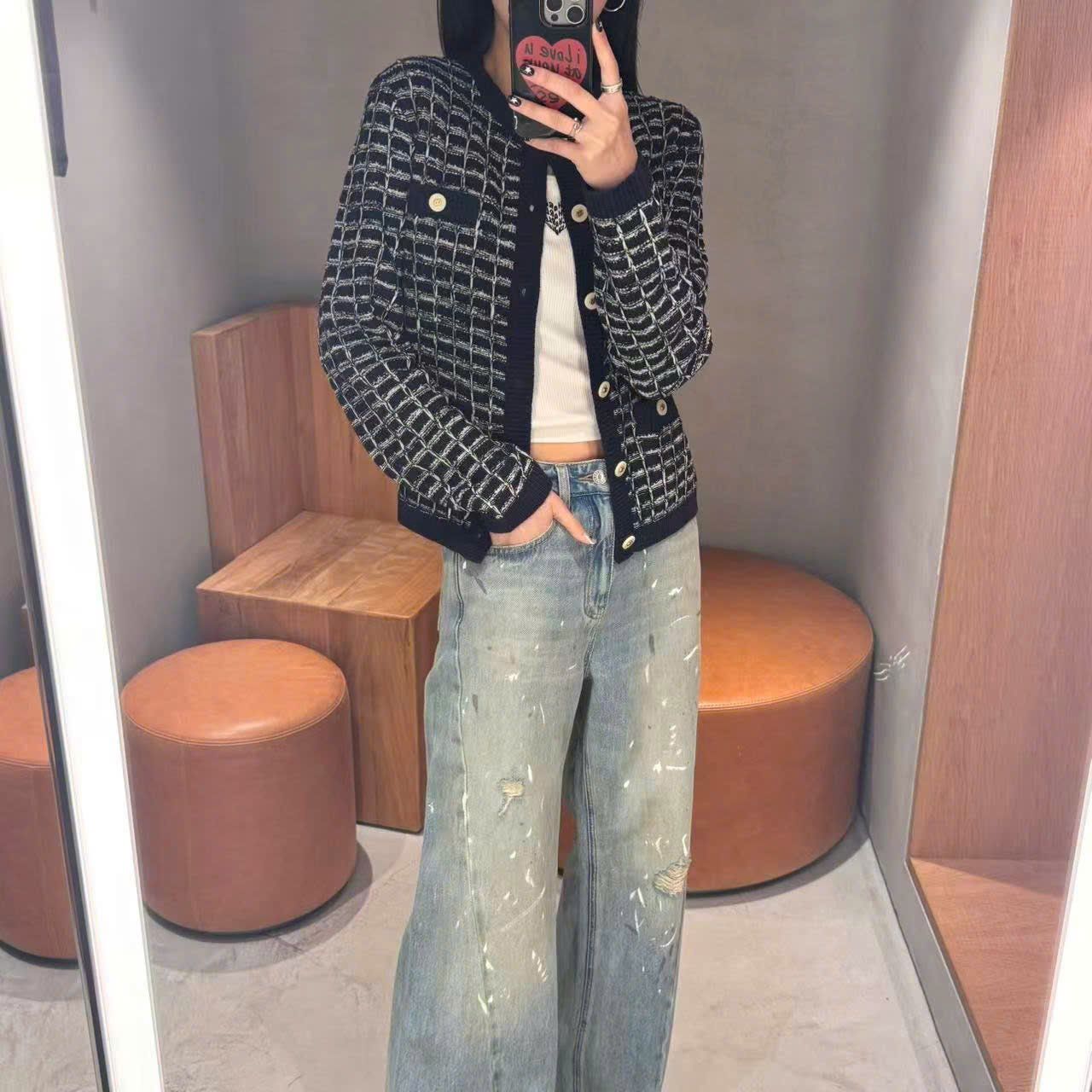  Áo CDG dài tay ô vuông 