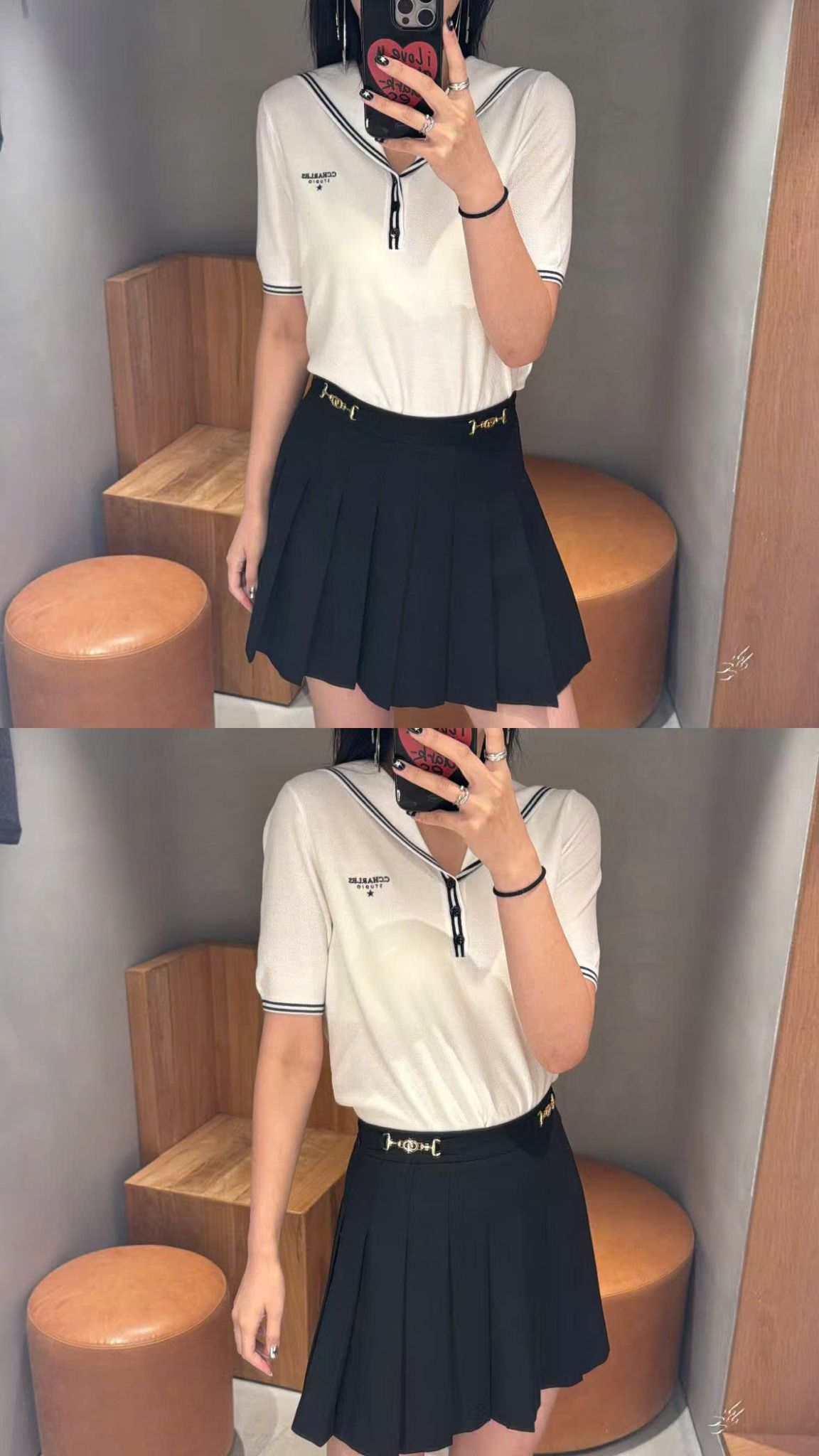  1.Áo trắng thủy thủ kẻ Navy 