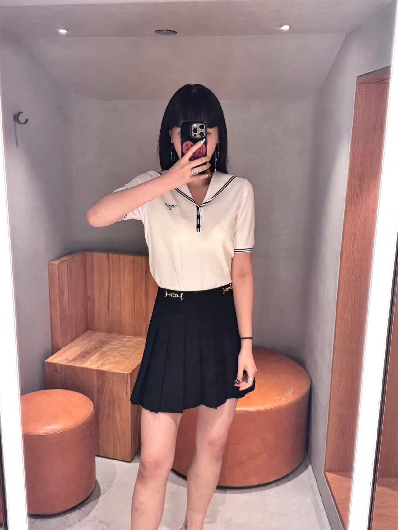  1.Áo trắng thủy thủ kẻ Navy 