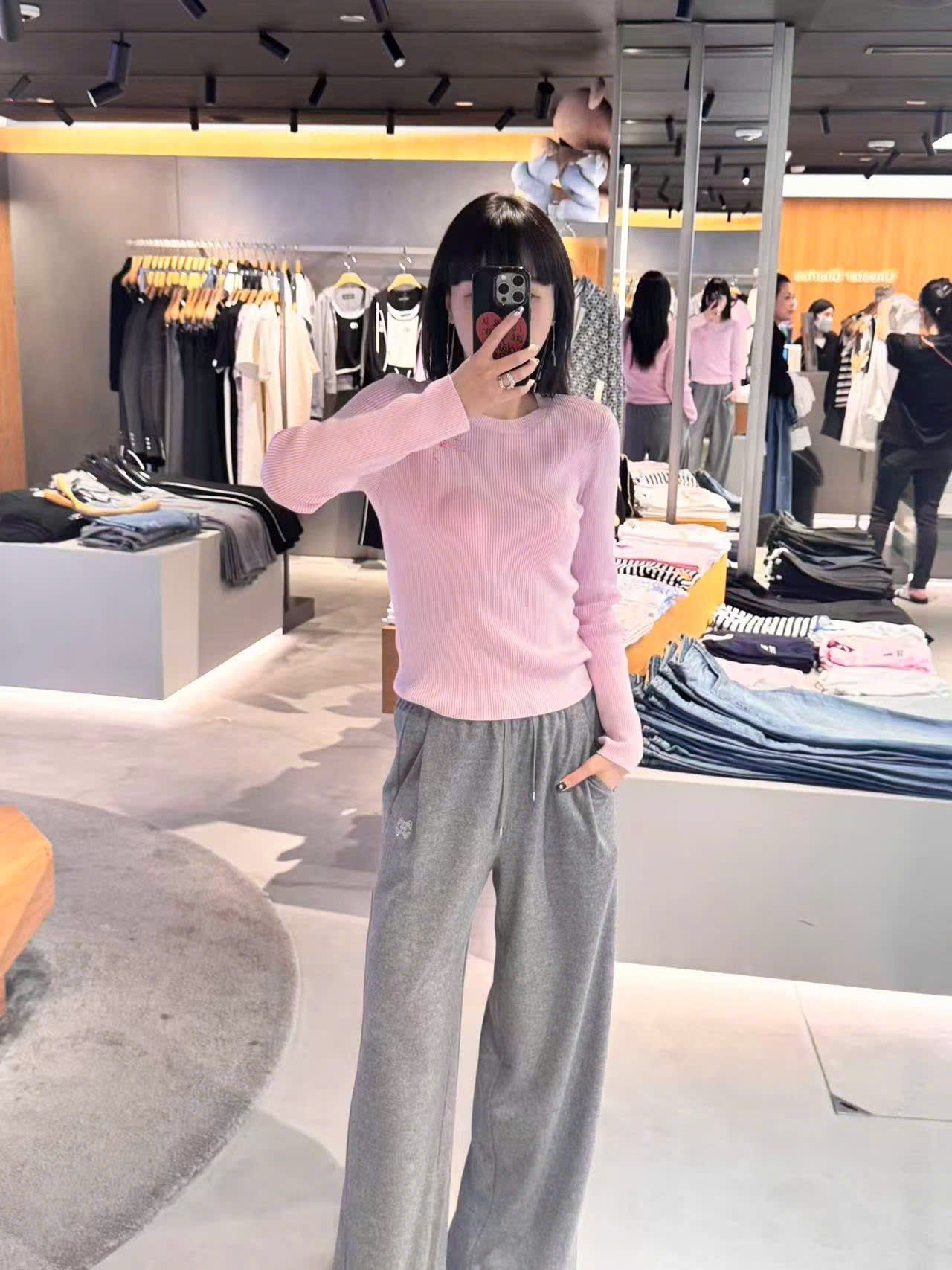  Áo len dài tay nơ hồng 