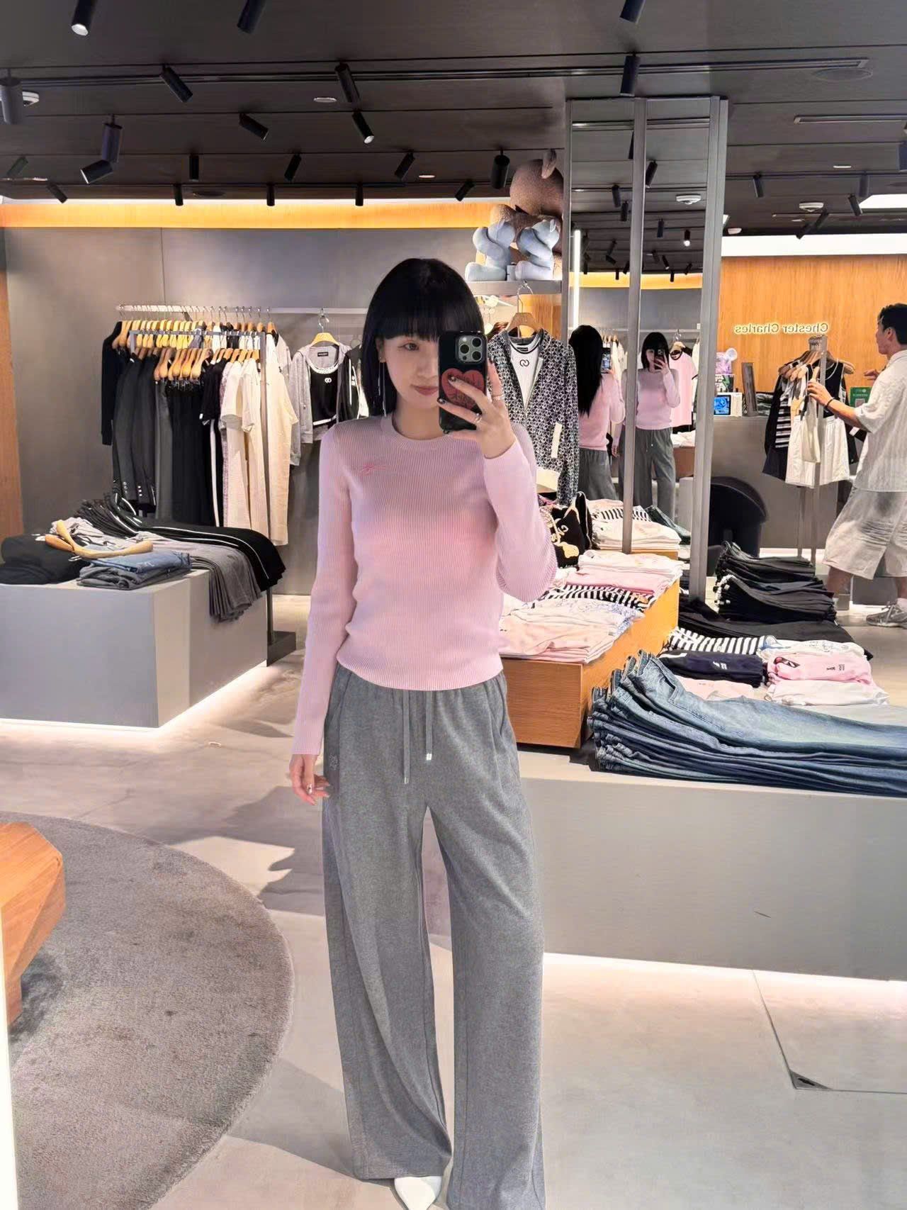  Áo len dài tay nơ hồng 