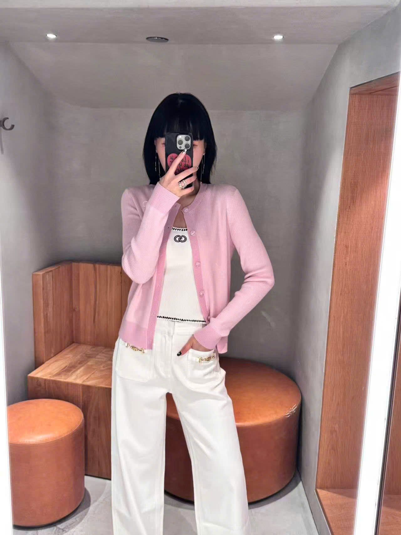  Áo CDG hồng nơ trắng 