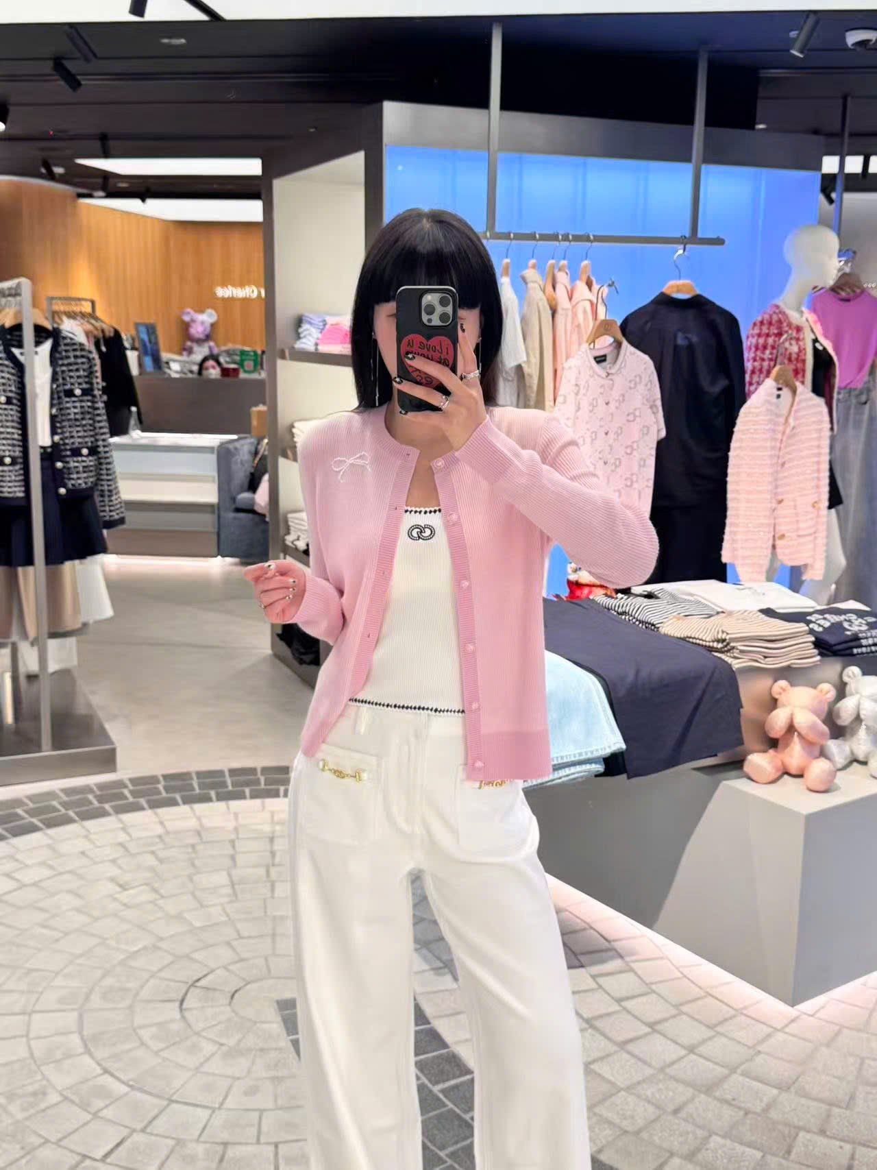  Áo CDG hồng nơ trắng 