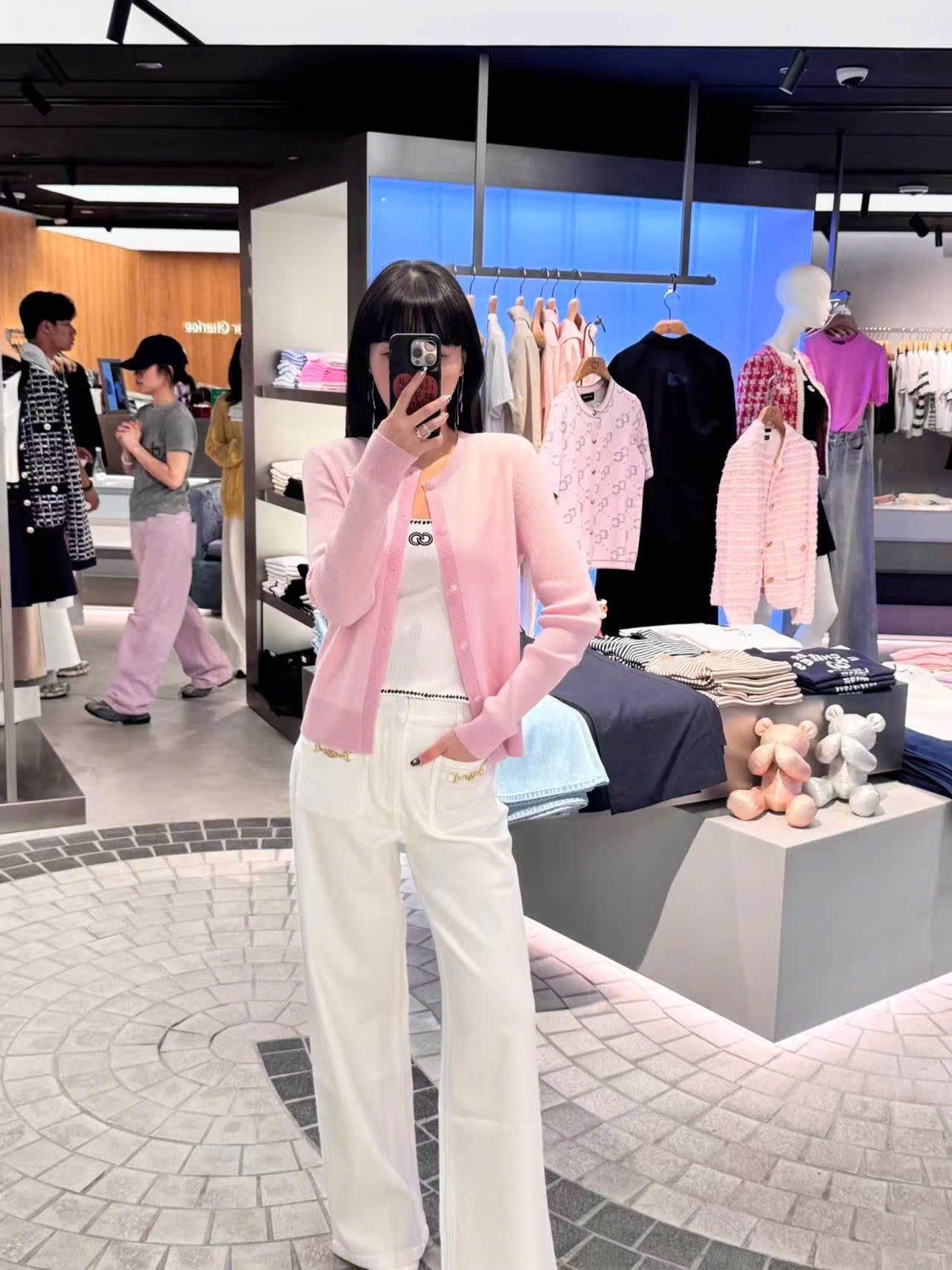  Áo CDG hồng nơ trắng 