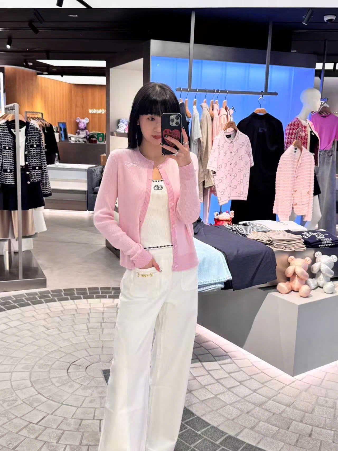  Áo CDG hồng nơ trắng 