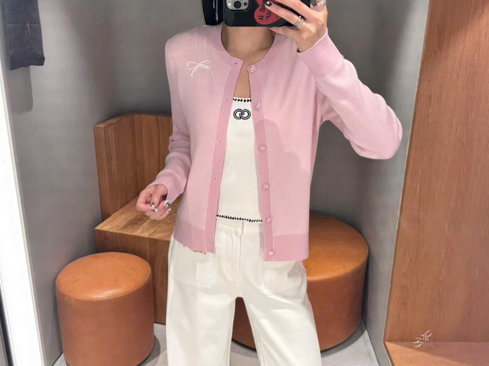  Áo CDG hồng nơ trắng 