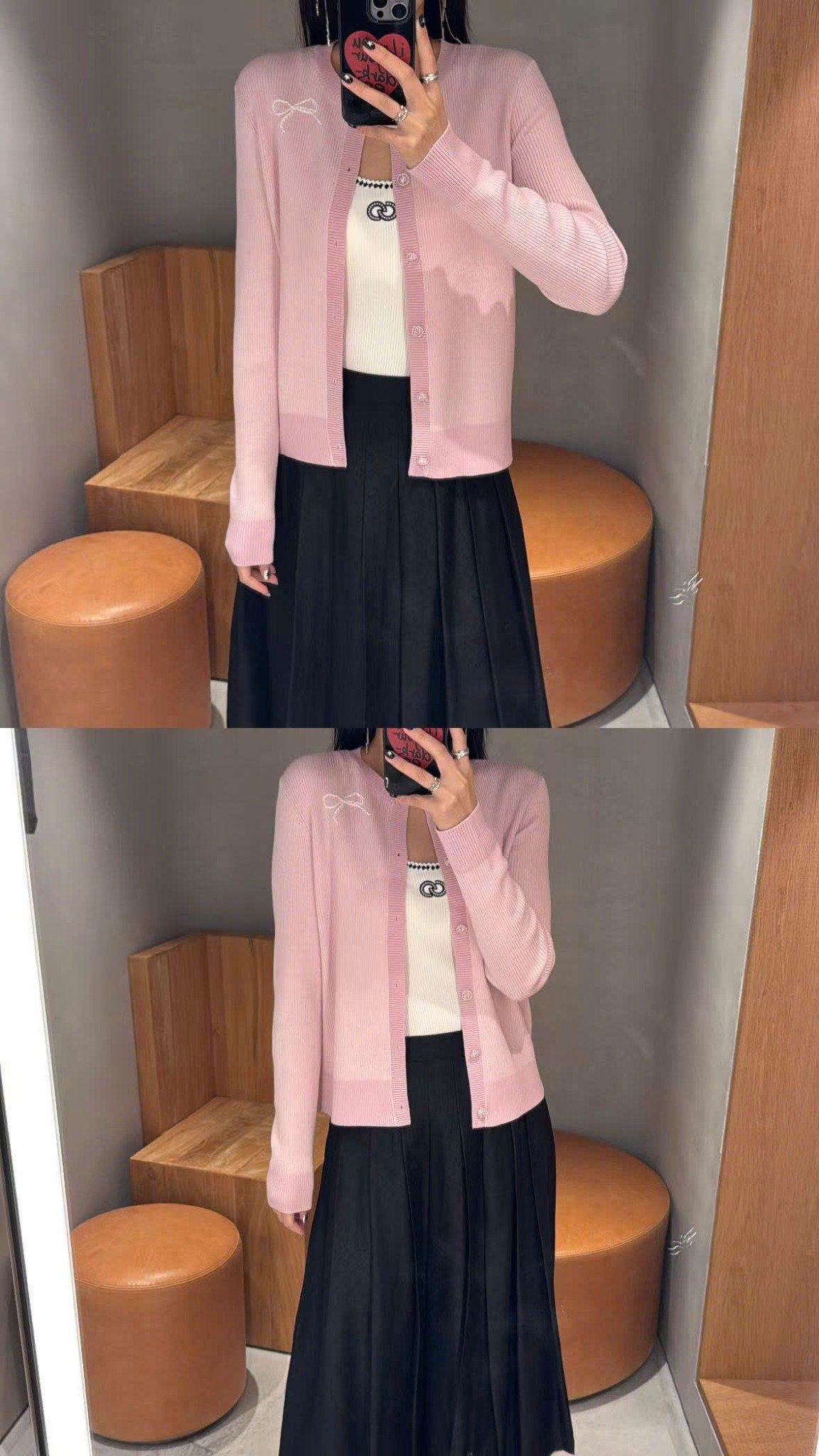  Áo CDG hồng nơ trắng 