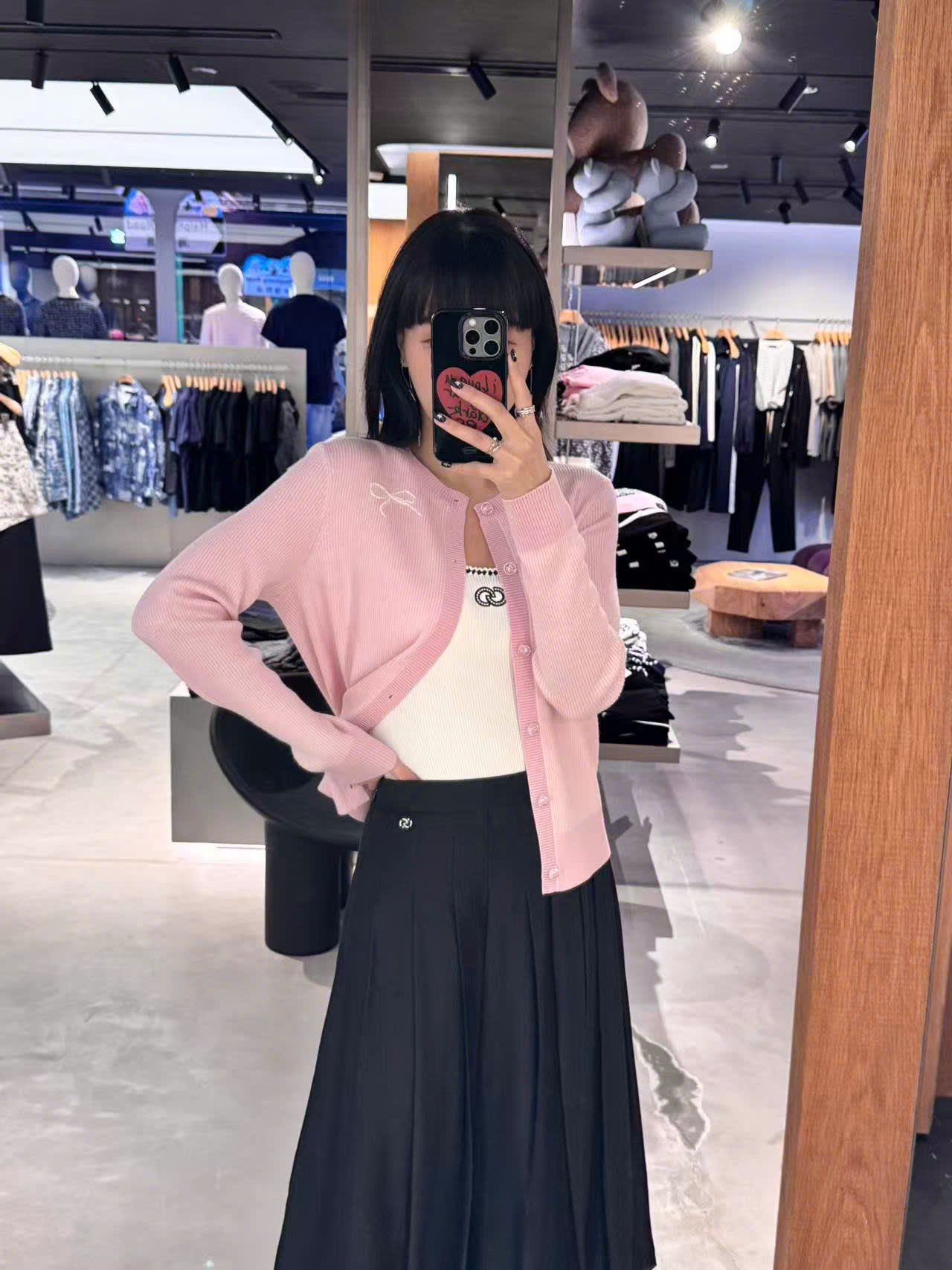  Áo CDG hồng nơ trắng 