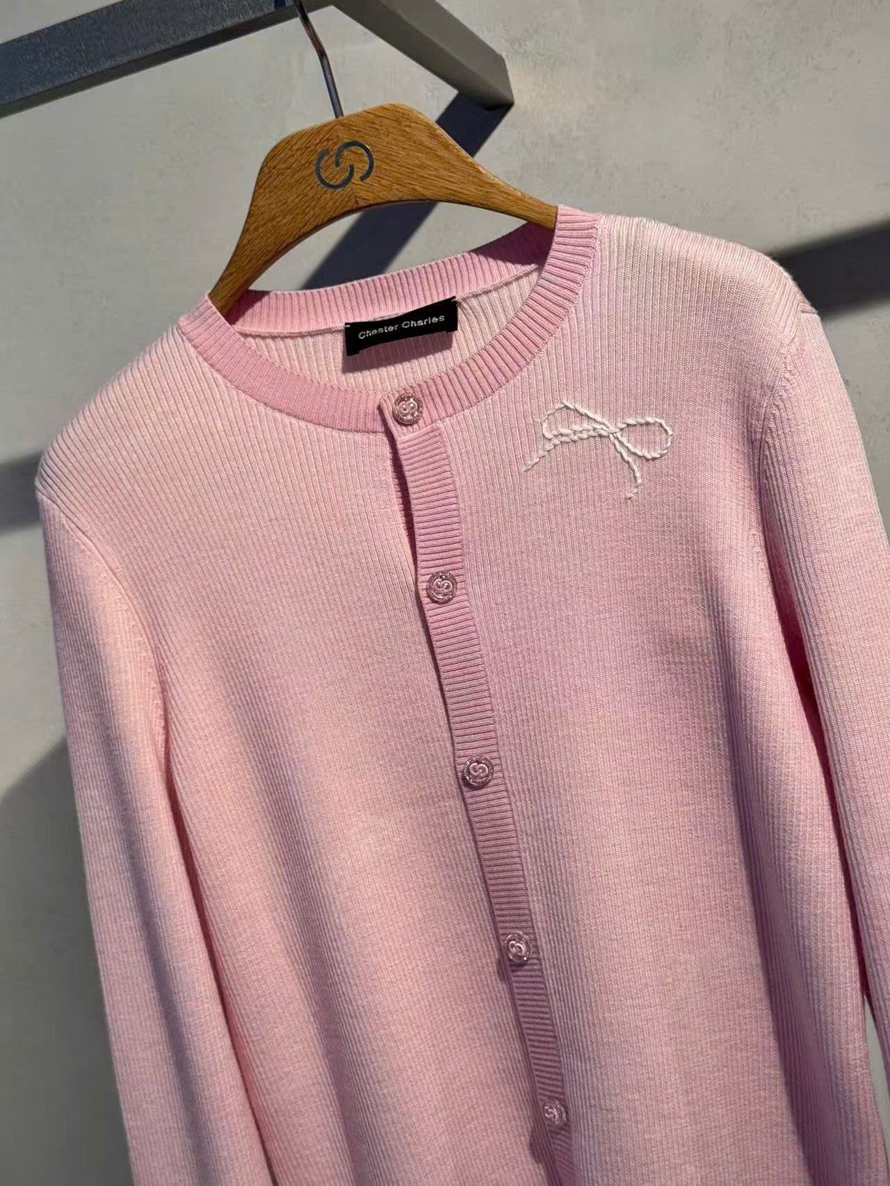  Áo CDG hồng nơ trắng 