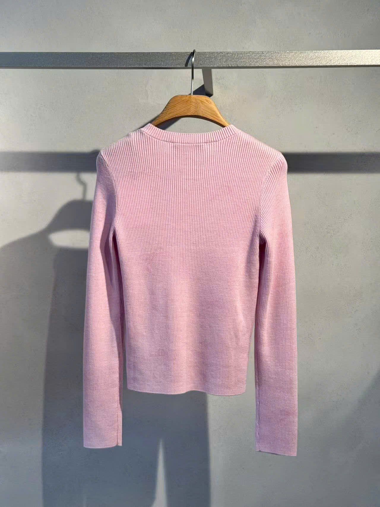  Áo len dài tay nơ hồng 