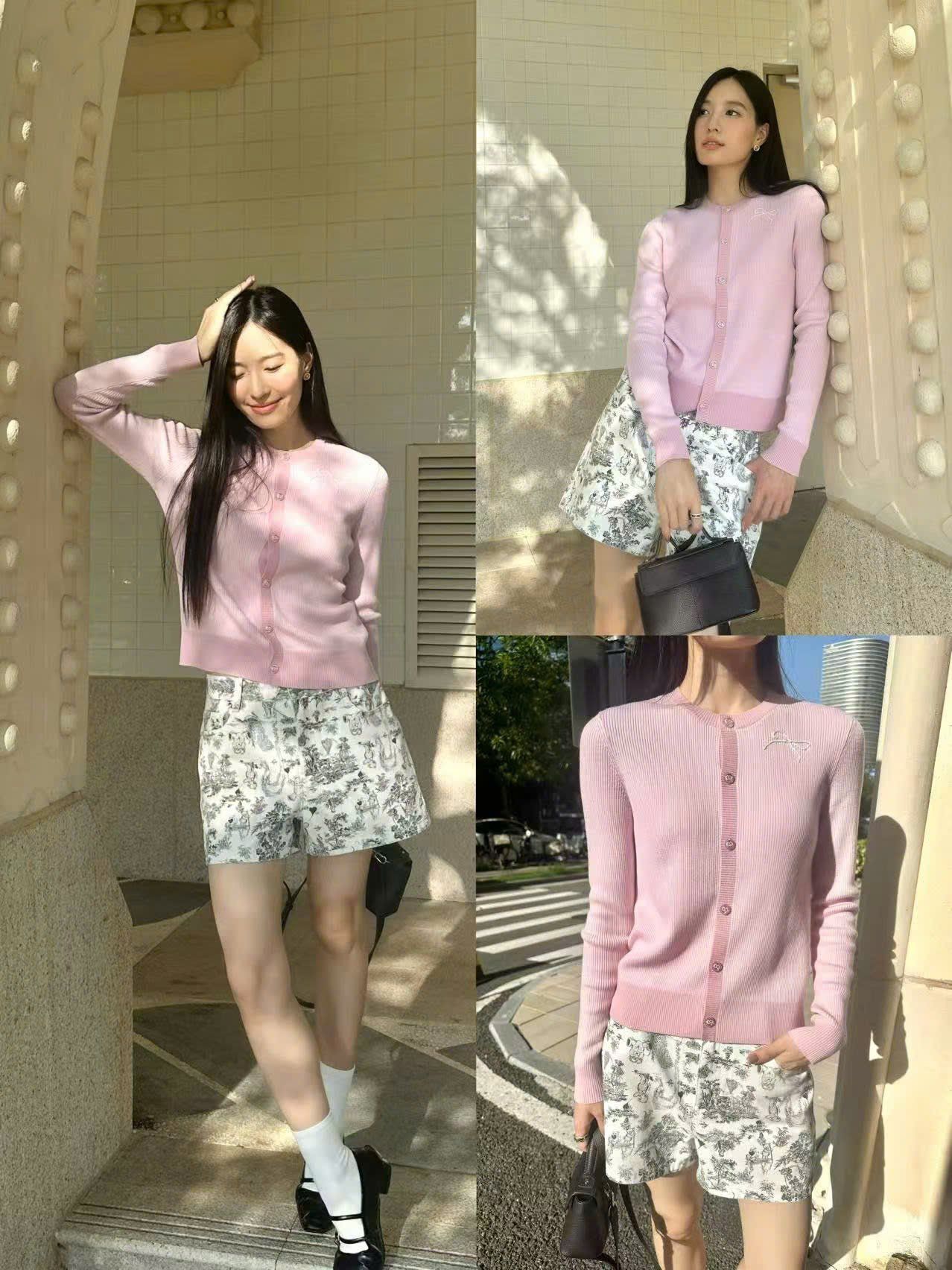  Áo CDG hồng nơ trắng 