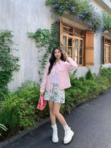  Áo khoác jean hồng 